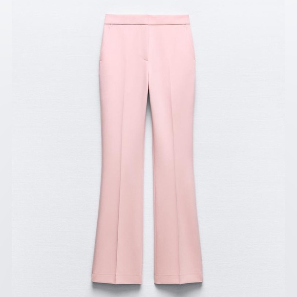 Zara Women’s Full Length Flared Pants Size Medium Pink High Rise‎ - Picture 4 of 16
